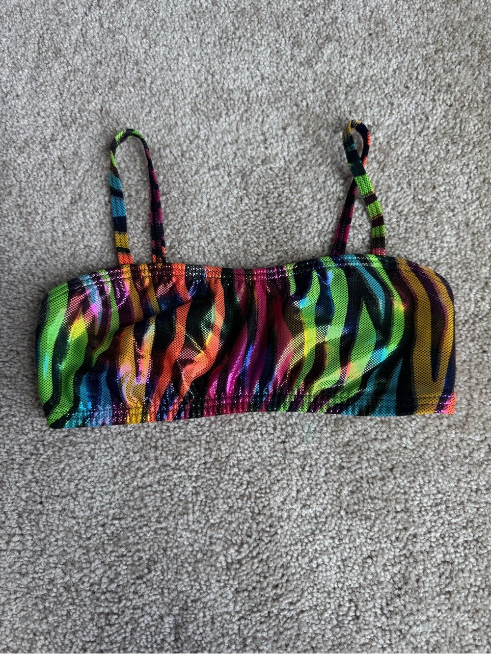 Kids Multicolor Zebra Stripe dance bra - kids 12/14 Bodywrappera